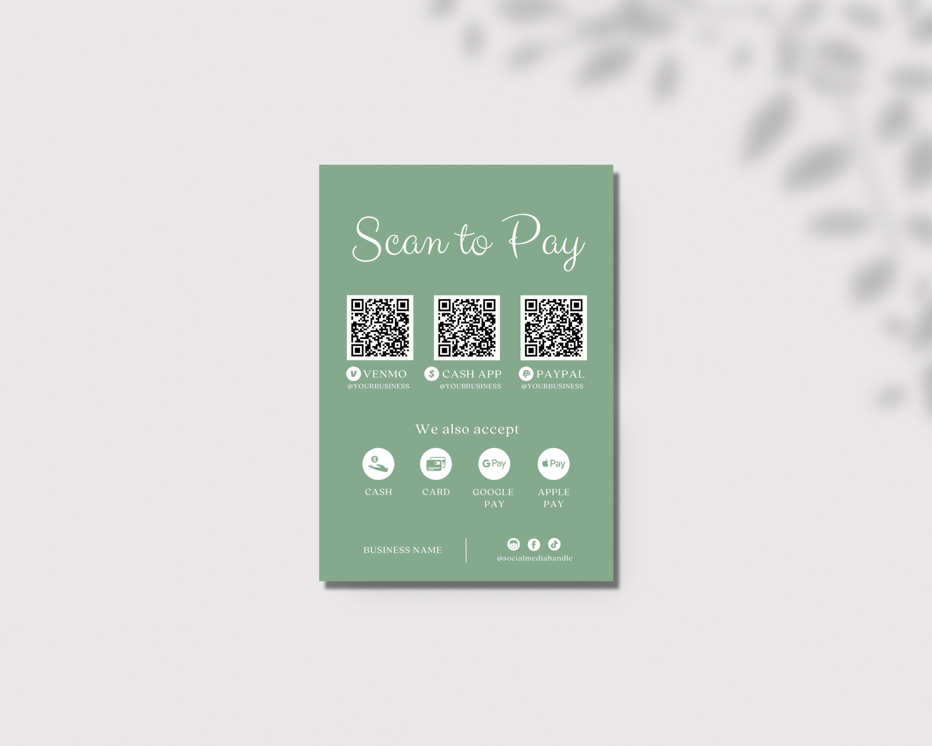 Scan to Pay Sign Editable QR Code Sign Template Printable - Etsy