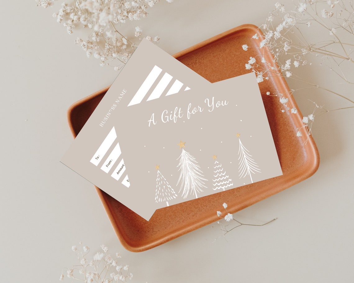 Holiday Gift Card Template, Printable Christmas Gift Voucher, Modern Holiday Gift Card Template, Printable Christmas Gift Voucher, Modern