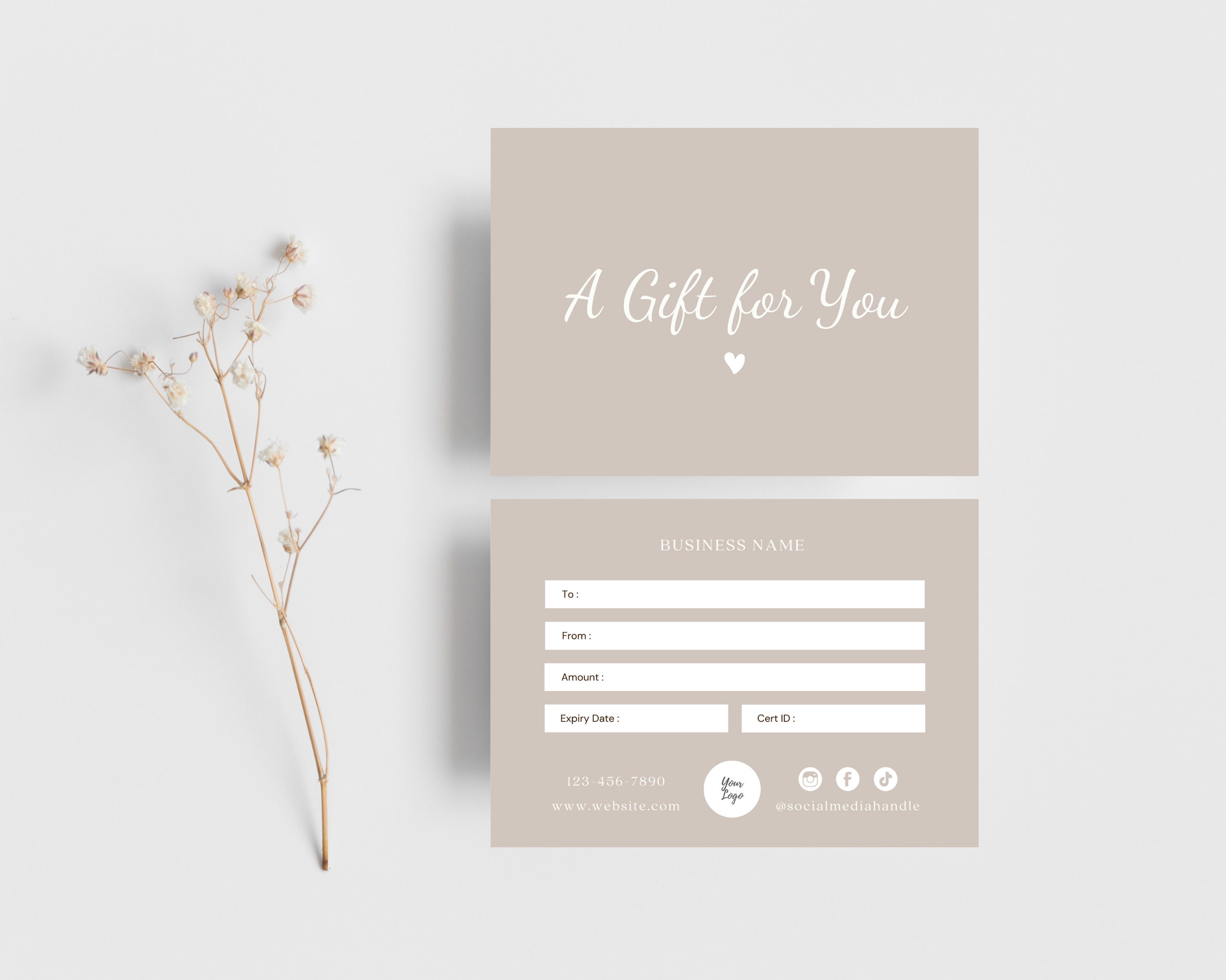 Gift Card Template, DIY Printable Gift Voucher Certificate, Editable ...