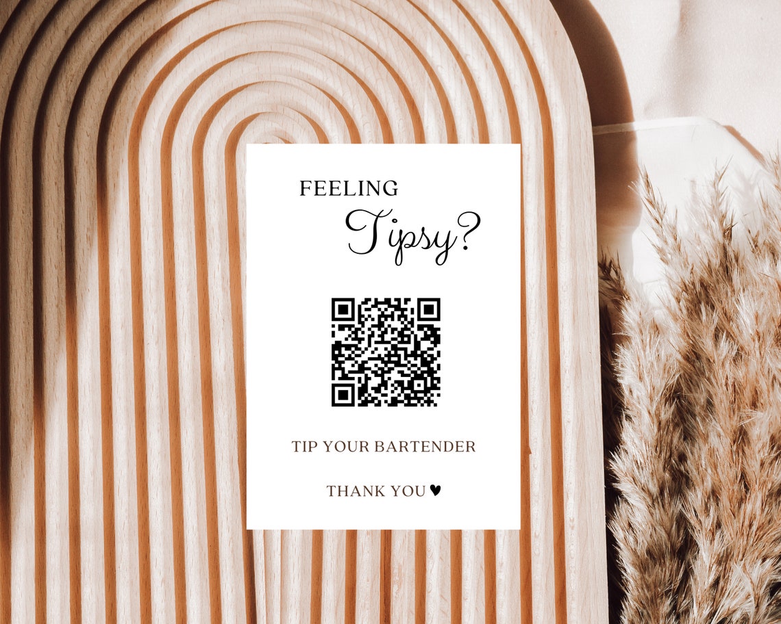Printable Virtual Bar Tip Sign Template, QR Code Sign, Tip Your ...