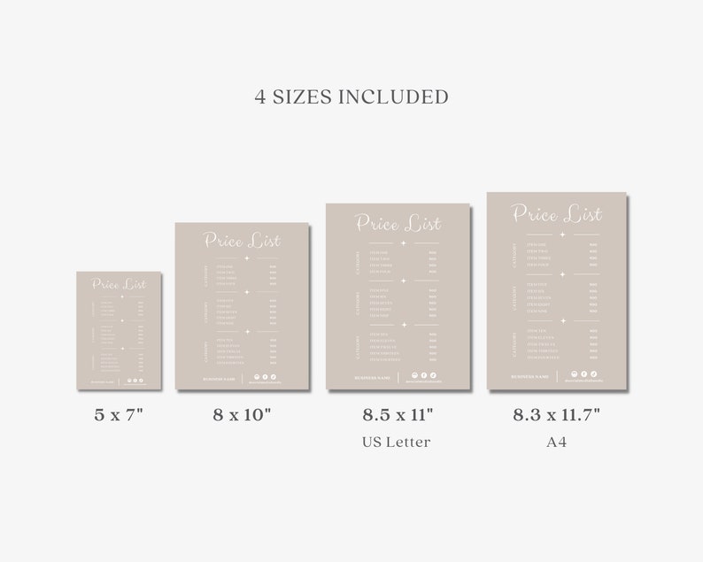 Editable Price List Template, Printable Price Sheet, Small Business ...