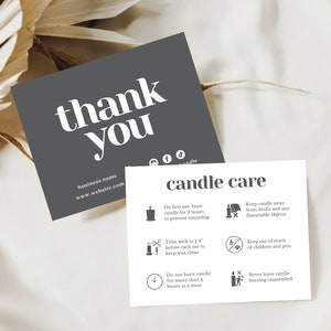 Editable Candle Care Card Template, Candle Business Package Insert Card Canva, Printable Thanks For Your Purchase Card, Candle Safety Card
