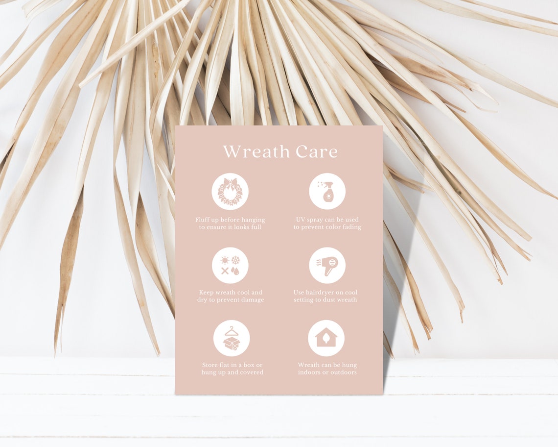 Editable Wreath Care Card Template, Printable Florist Care Card, Wreath