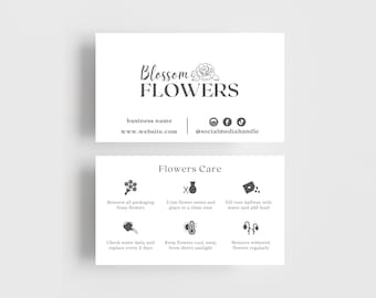 Printable Flowers Care Card Template, Florist Instructions (Canva Digital Download)