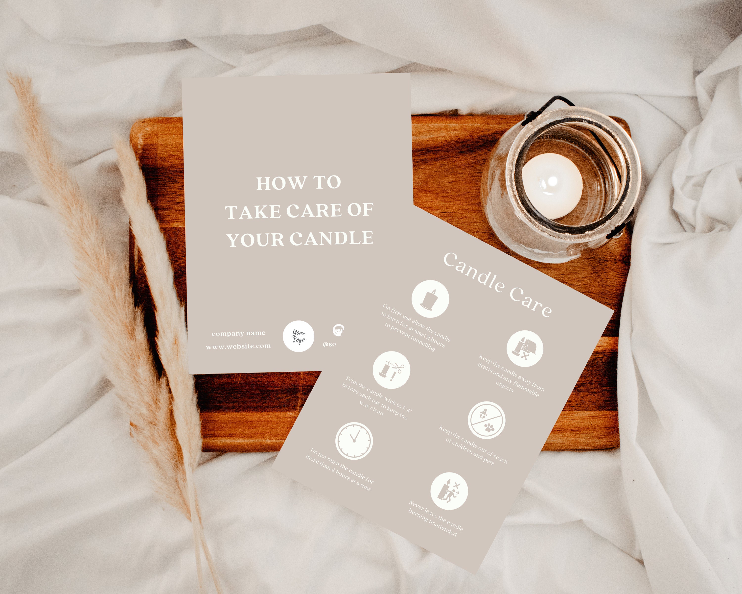 Candle Care Card Template, Printable Candle Care Instructions, Candle ...