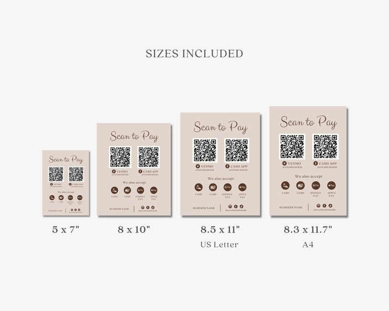 Printable Price List &amp; Payment Sign QR Code Sign Template - Etsy