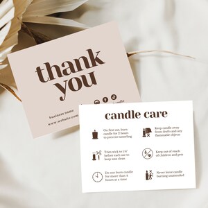 Editable Candle Care Card Template, Candle Business Package Insert Card Canva, Thanks For Your Purchase Card, Printable Candle Safety Card