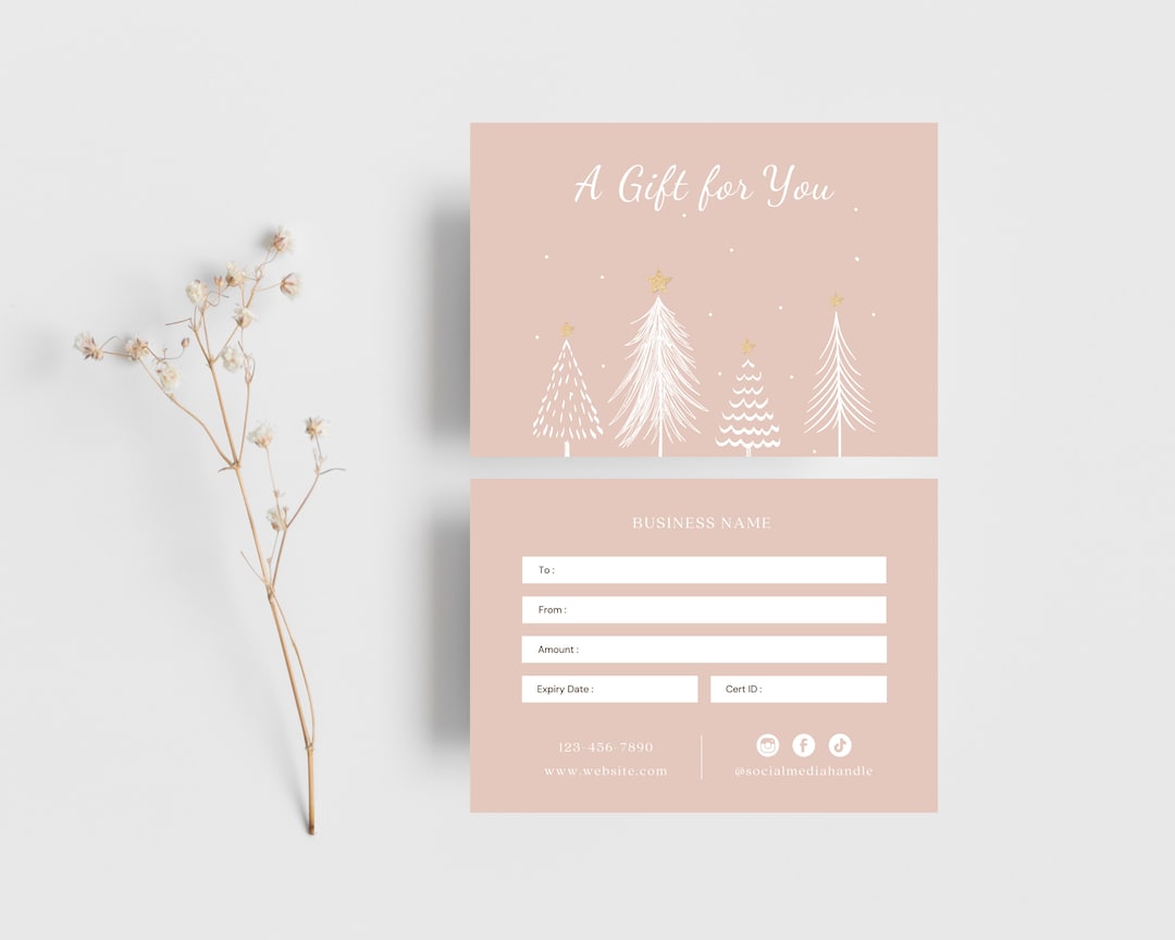 Christmas Gift Card Template Printable Holiday Gift Voucher Modern Christmas Gift Card Template Printable Holiday Gift Voucher Modern