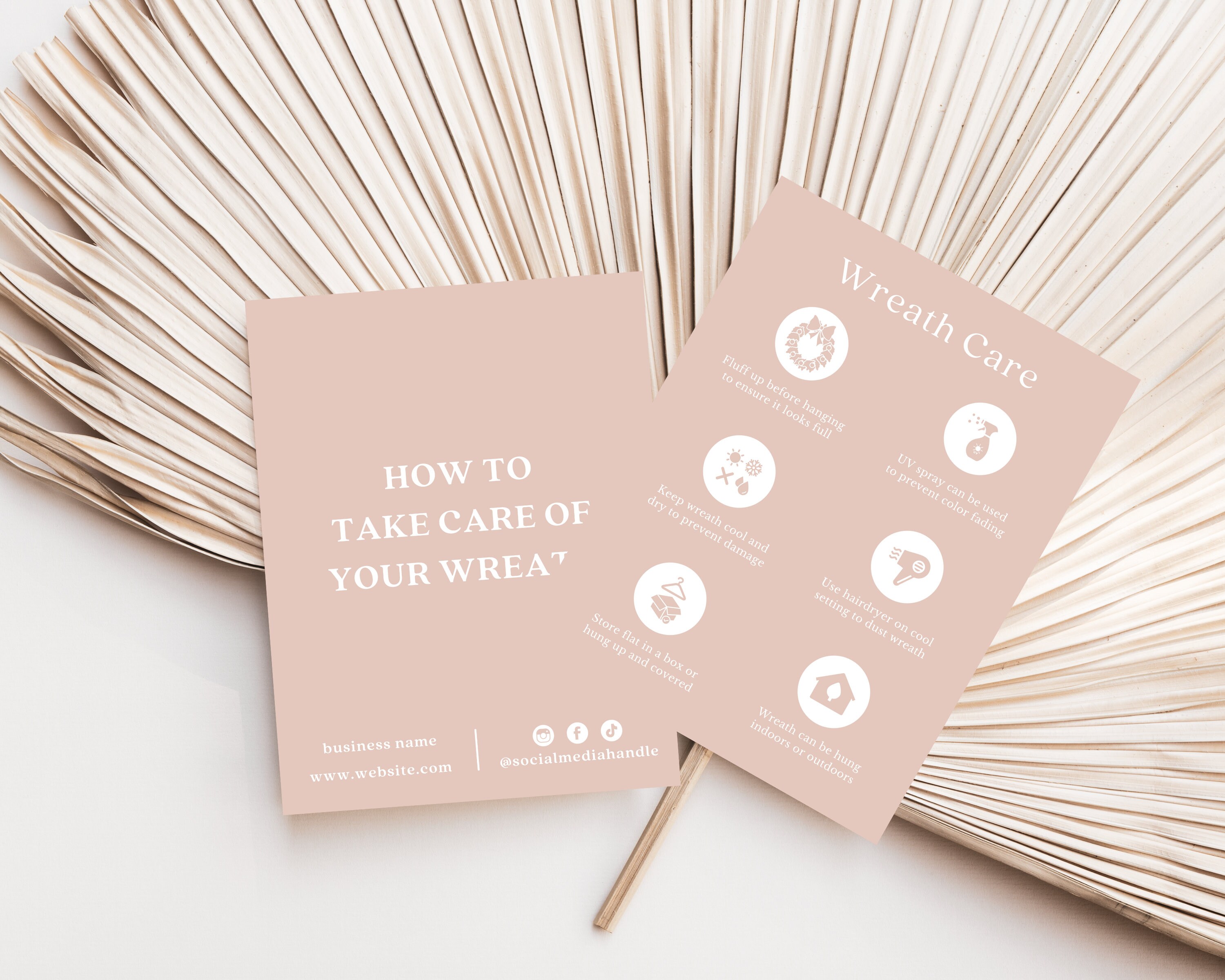 Editable Wreath Care Card Template, Printable Florist Care Card, Wreath