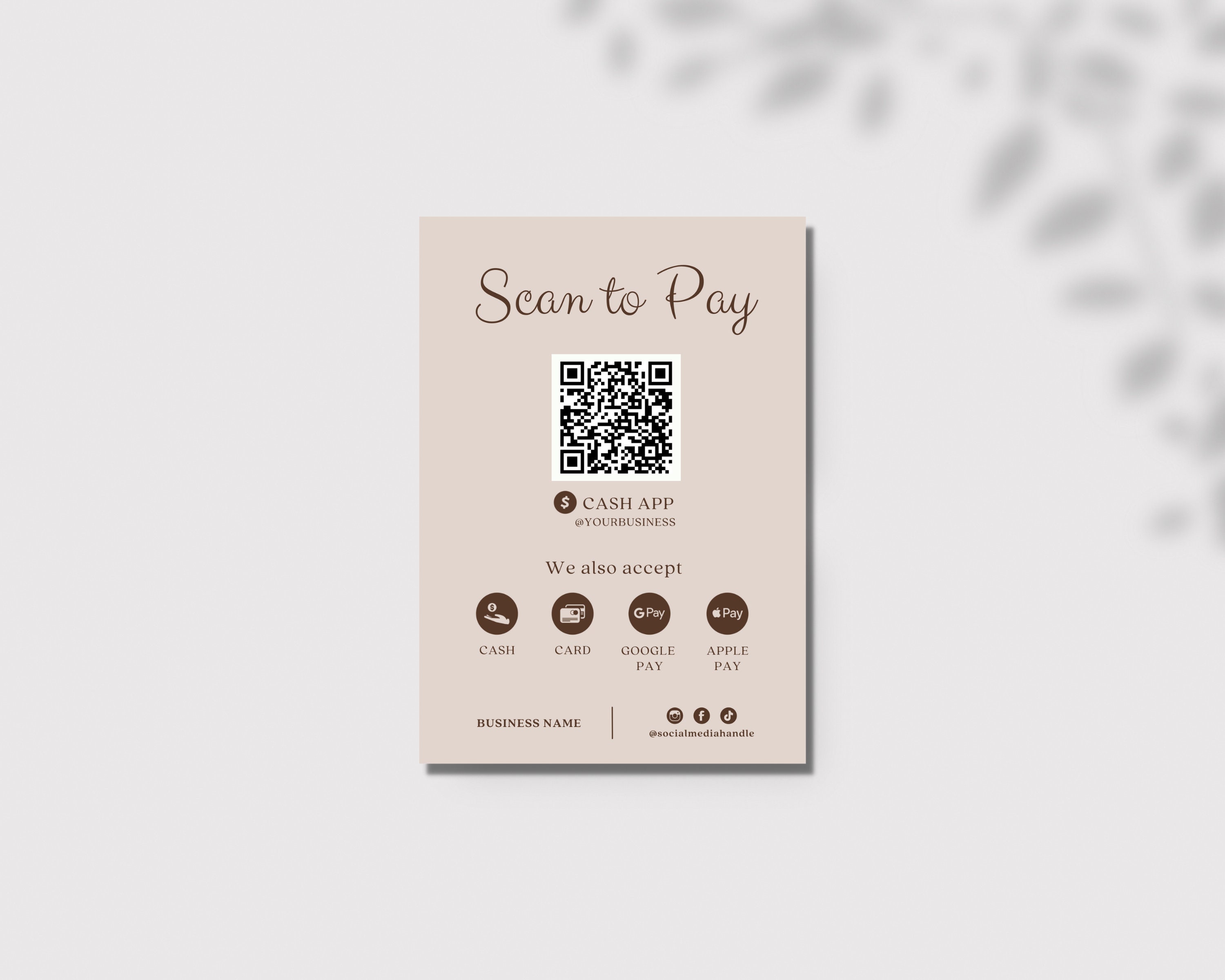 Scan to Pay Sign Editable QR Code Sign Template Printable - Etsy