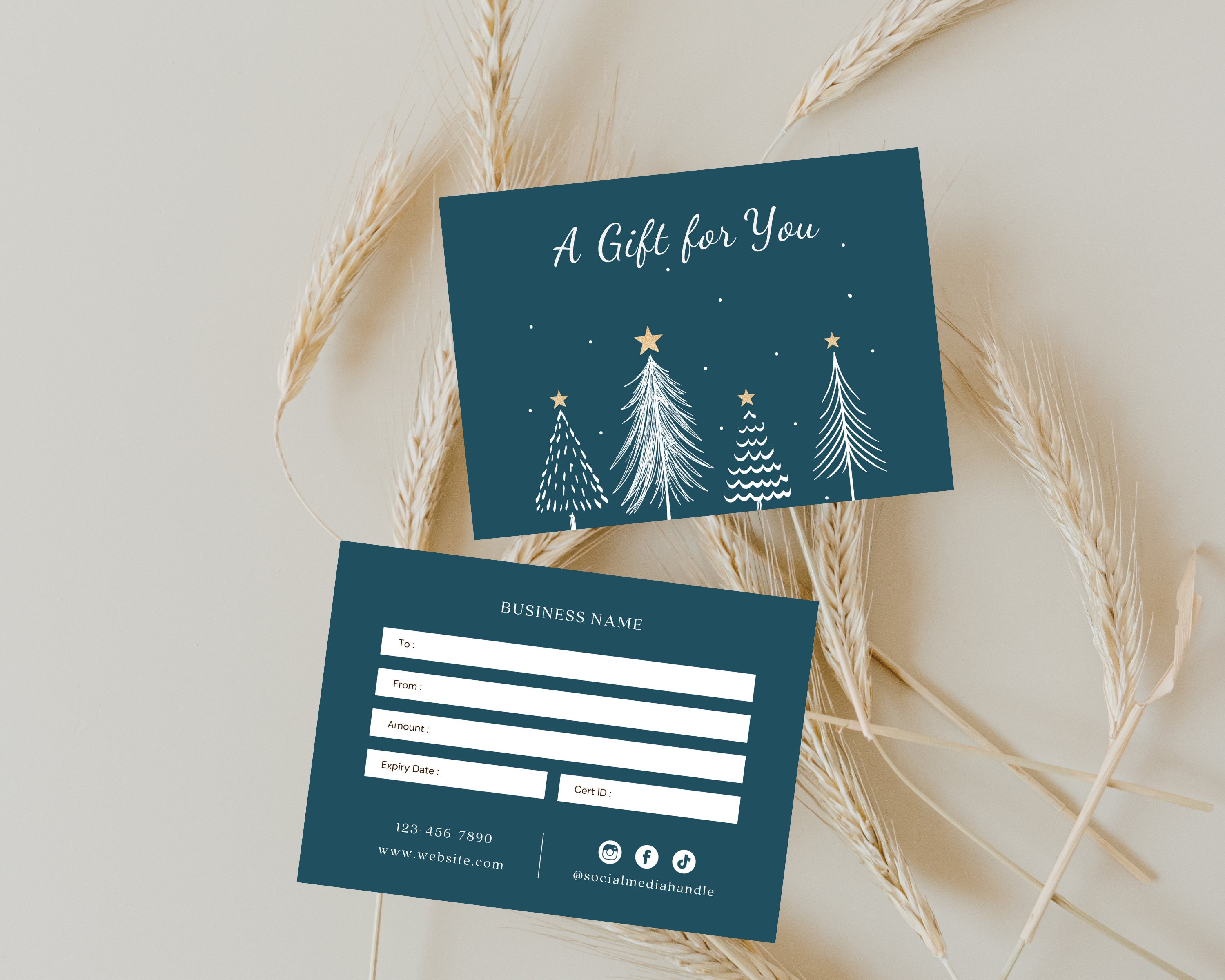 Holiday Gift Card Template Printable Christmas Gift Voucher Modern