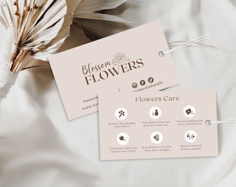 Flower Care Hang Tag Template, Florist DIY Instructions (Canva Digital Download)