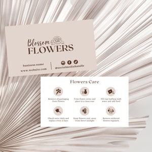 Flowers Care Card Template, Printable Florist Care Card, Bouquet Care Instructions, Fresh Cut Flowers DIY Care Card, Canva Digital Download