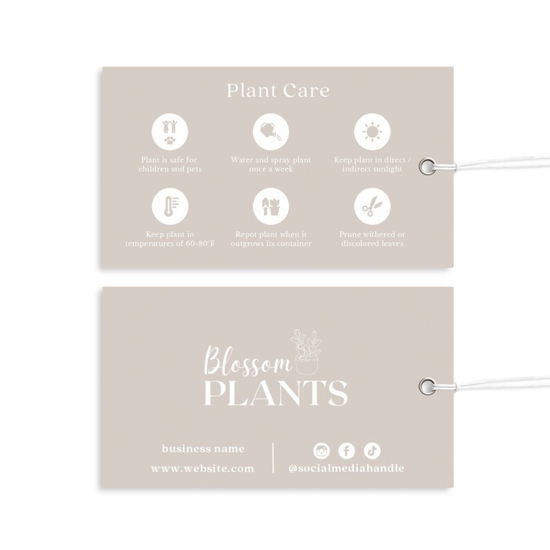 Plant Care Hang Tag Template, Printable Plant Care Instructions ...