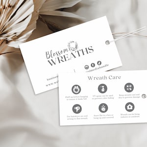 Wreath Care Hang Tag Template, Editable Wreath Making Care Hang Tag, Printable Wreath Instructions, DIY Care Tags, Canva Digital Download