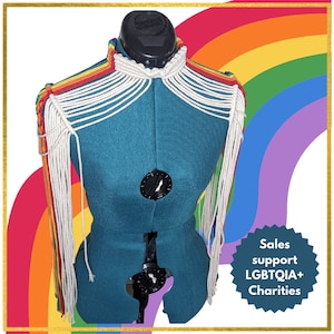 Festival Wear | Boho Music Fest Fringe Cape | *Charity Piece* | Custom Color Epaulettes | Cosplay Warrior Witch Goddess Dance Club Costume