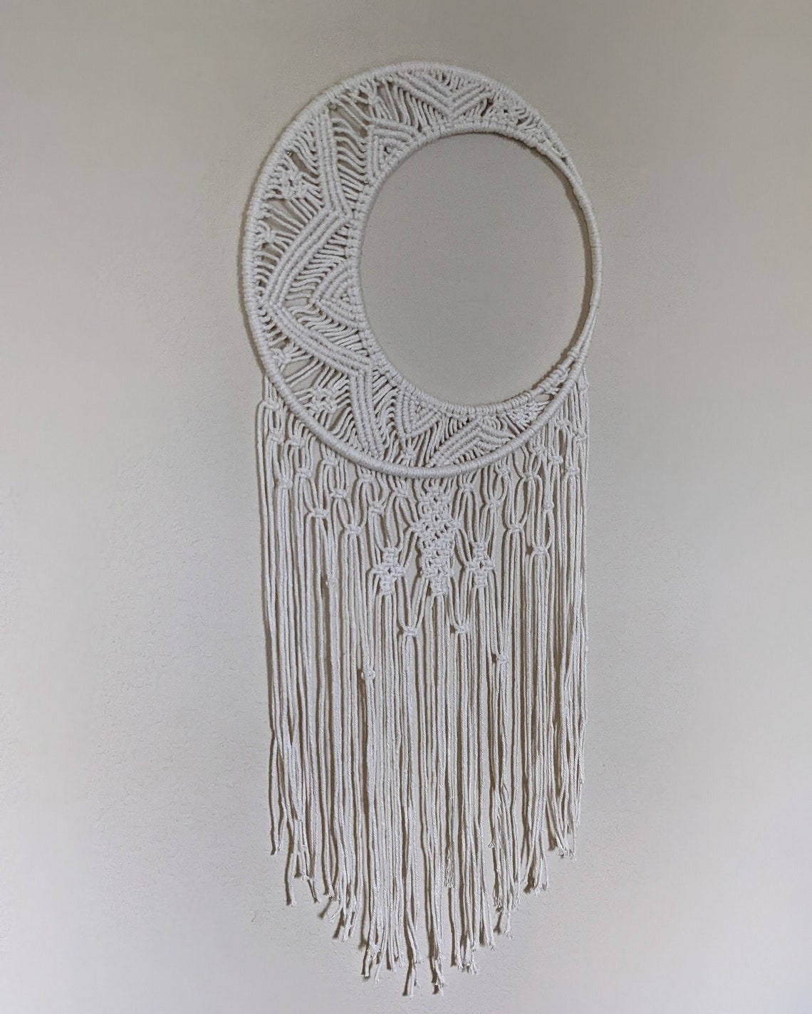 Crescent Moon Macrame Wall Hanging Lunar Phase Stars Large Etsy
