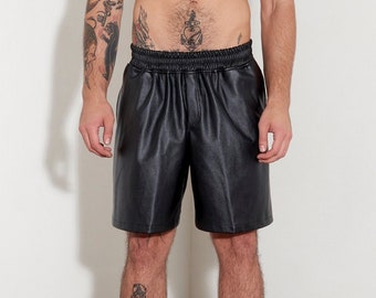 Baggy Shorts, Raver Shorts, Jort, Vegan Leather Shors, Balck Short, Summer Short (Black)