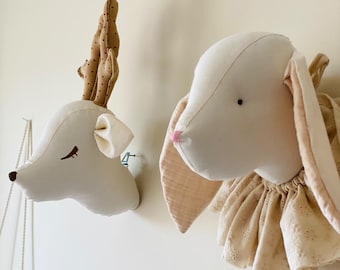 Rabbit Head for Baby Room, Wall Mount Head Rabbit, Baby Room Decor, Baby Room Decor Stuffed Animal Heads, Nursery Decors