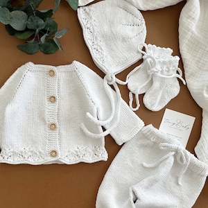 Newborn Baby Coming Home Outfit | Knitted Baby Outfit | Organic Cotton Coming Home Baby Clothes | Knitted Newborn Outfit | Baby Outfit