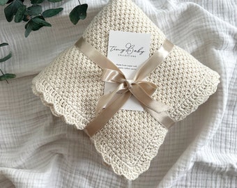 Knit Baby Blanket, Baby Blanket, Christening Blanket, New Baby Gift, Baptism Blanket, Baby Blanket