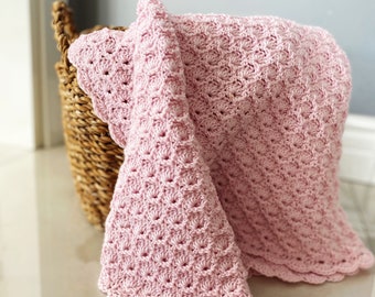 Heirloom Crochet Baby Blanket- Pink Knit Baby Girl Blanket- Baby Shower Gift- Nursery Room Decoration- Handmade Baby Gift