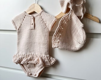 Knit Baby Romper, Knitted Baby Bodysuit, Baby Girl Summer, Organic Cotton Baby Clothes, Baby Girl Romper