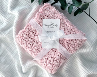 Handmade Crochet Baby Blanket: Pink Girl Blanket, Shower Gift
