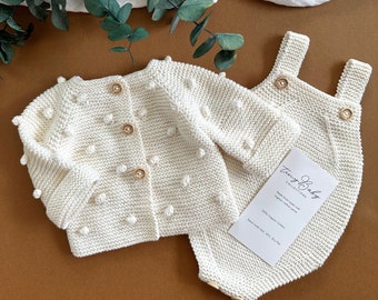 Newborn Knit Outfit, Newborn Coming Home Outfit, Knit Baby Outfit, Organic Cotton Baby Clothes, Baby Girl Clothes, Baby Boy Clothes