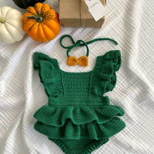 Baby Girl Romper,Baby Girl Romper, Baby Girl Halloween Outfit, Baby Girl Ruffled Romper, Newborn Baby Gift, Halloween Outfit image 1