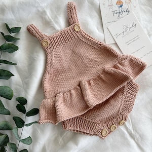 Knit Baby Romper and Hat: Organic Cotton Newborn Outfit