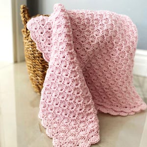 Handmade Crochet Baby Blanket: Pink Heirloom Nursery Decor