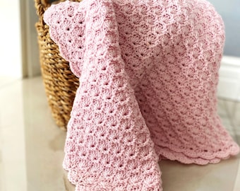 Handmade Crochet Baby Blanket: Pink Heirloom Nursery Decor