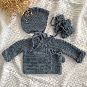 Newborn Baby Coming Home Outfit, 3 Pieces Baby Hospital Outfit, Knitted Baby Clothes, Organic Baby Clothes