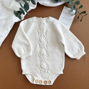 Knit Baby Romper | Newborn Knit Outfit | Knitted Baby Clothes | Organic Cotton Baby Clothes | Baby Coming Home Outfit