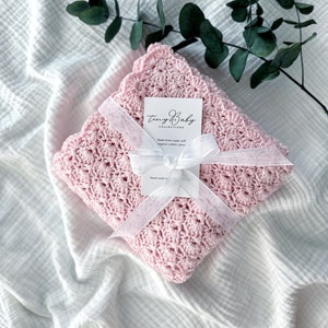 Handmade Crochet Baby Blanket: Pink Girl Blanket, Shower Gift