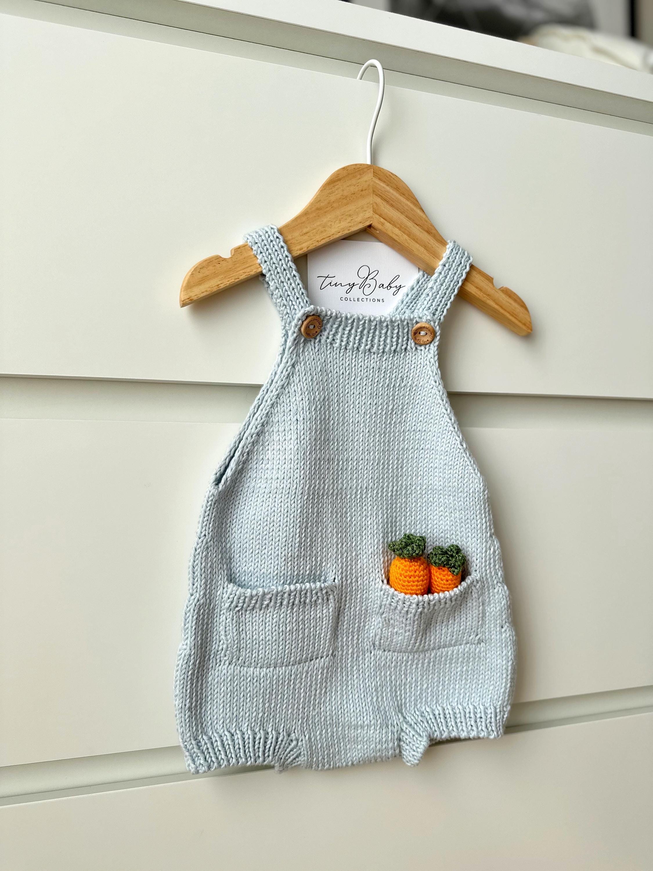 Hand Knitted Baby Romper: Organic Cotton Knit Jumpsuit With