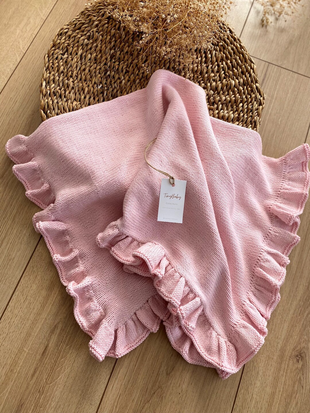 Knitted Blanket - Baby Pink main image 1