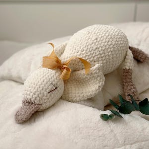 Personalized Goose Plush Baby Lovey: Soft Boucle Newborn Sleep Companion