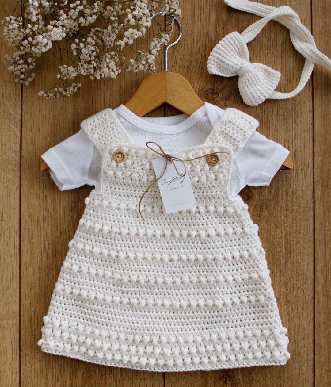 Baby Girl Dress, Baby Girl Crochet Dress, Organic Cotton Baby Girl