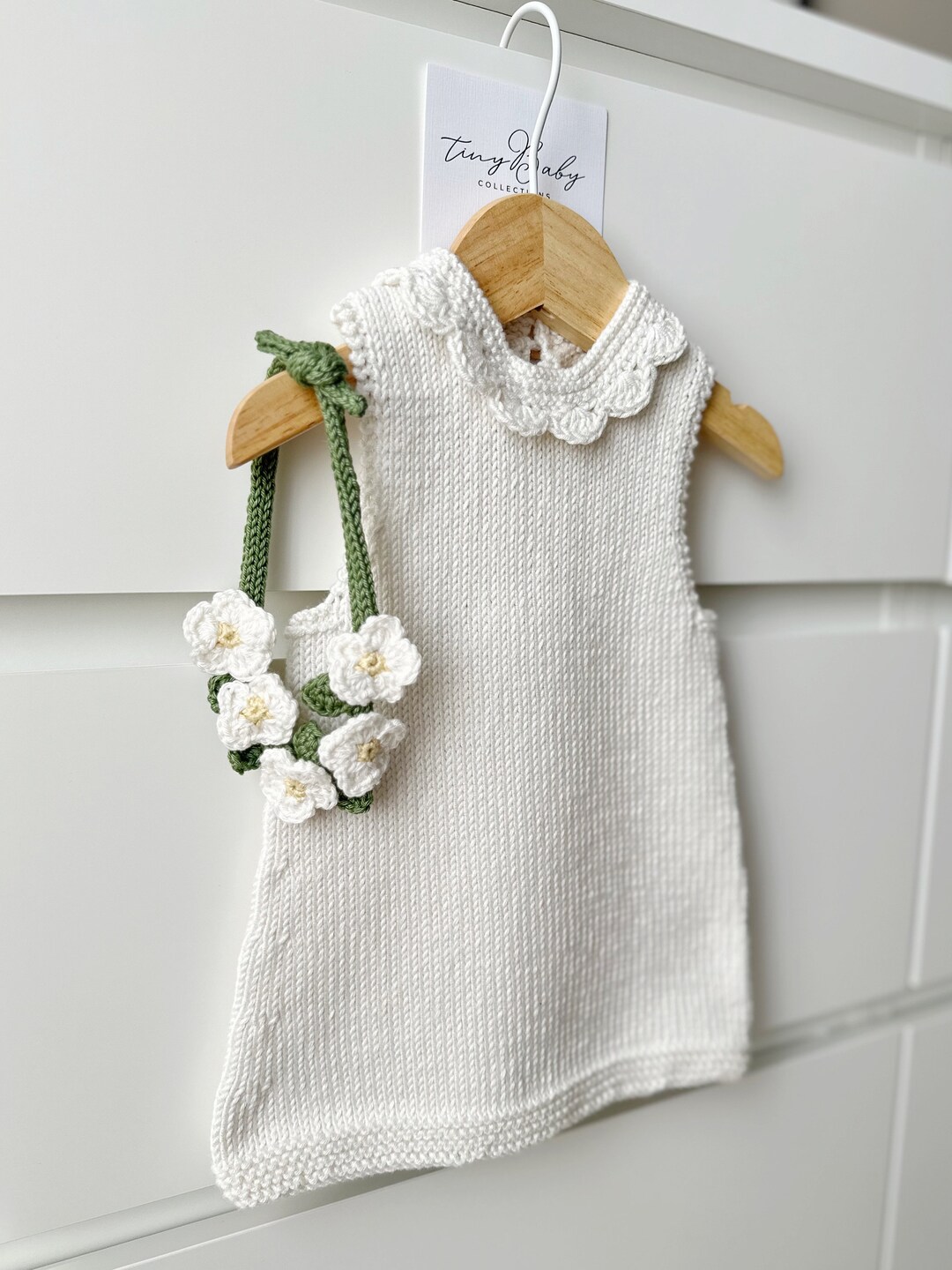 Babyhug Knitted Overlapped Woollen Dress with Text Embroidery - Dark Pink main image 1