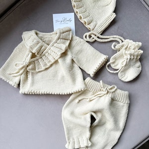 Newborn Baby Homecoming Dress |  Knitted Baby Outfit  | Organic Cotton Baby Clothes | Knitted Newborn Outfit | Baby Outfit