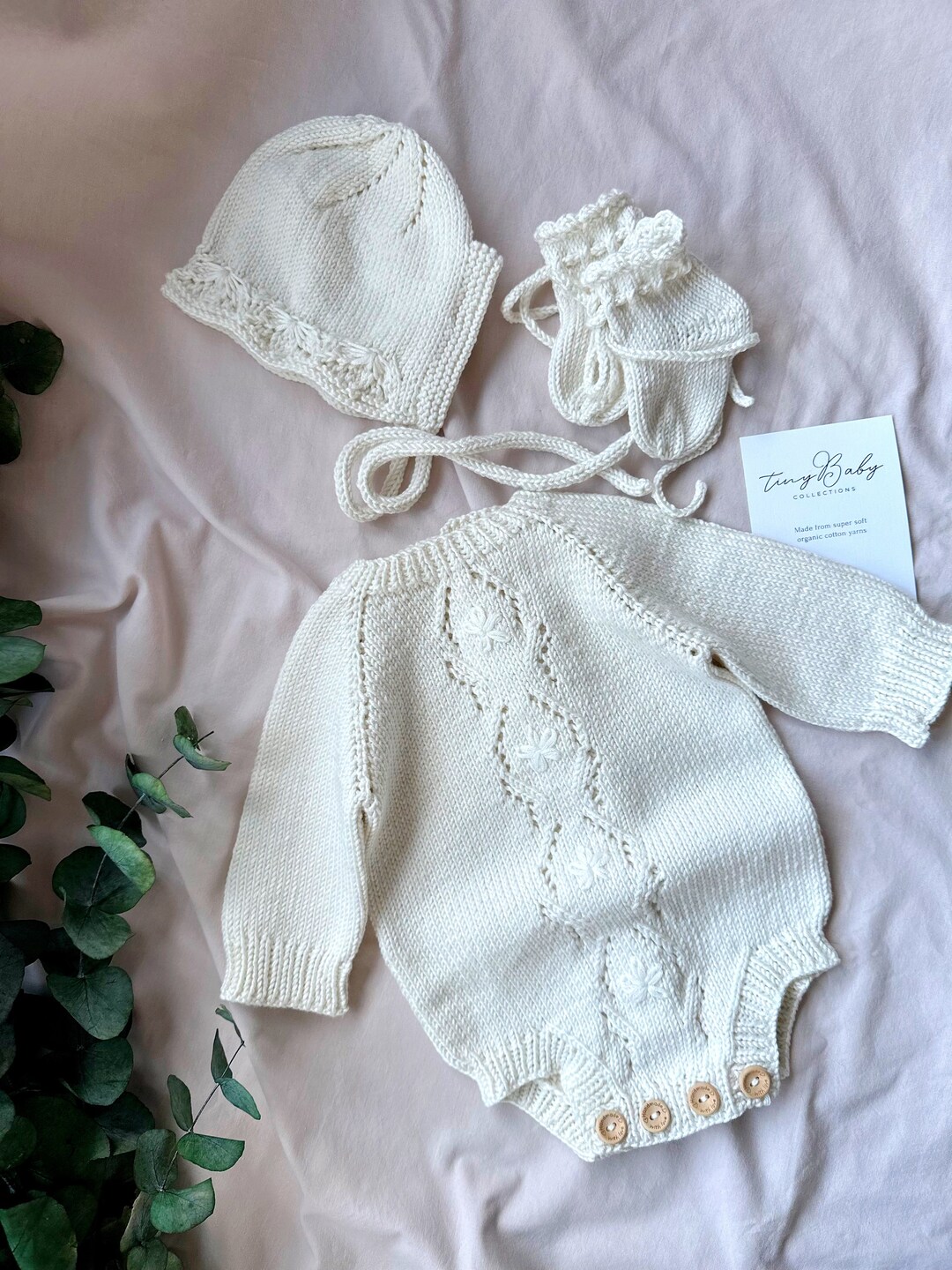 Bebe organic amelia romper&bonnet 6M ロンパース・カバーオール Bebe