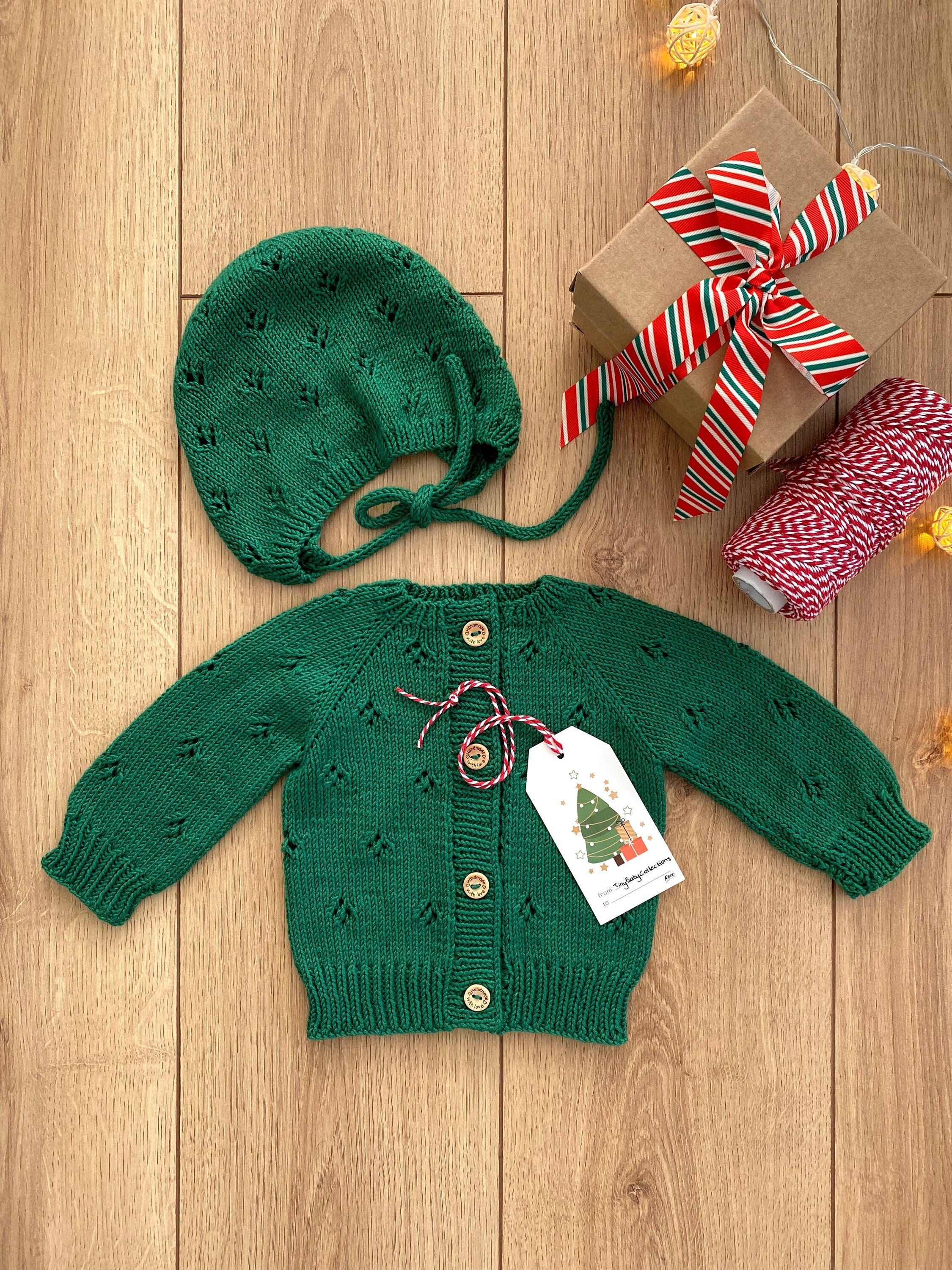 Ensemble Vêtement Bébé Noël Cerf – Pull Tricoté + Bonnet | Nouveau-né Garçon/fille, Mélange Coton