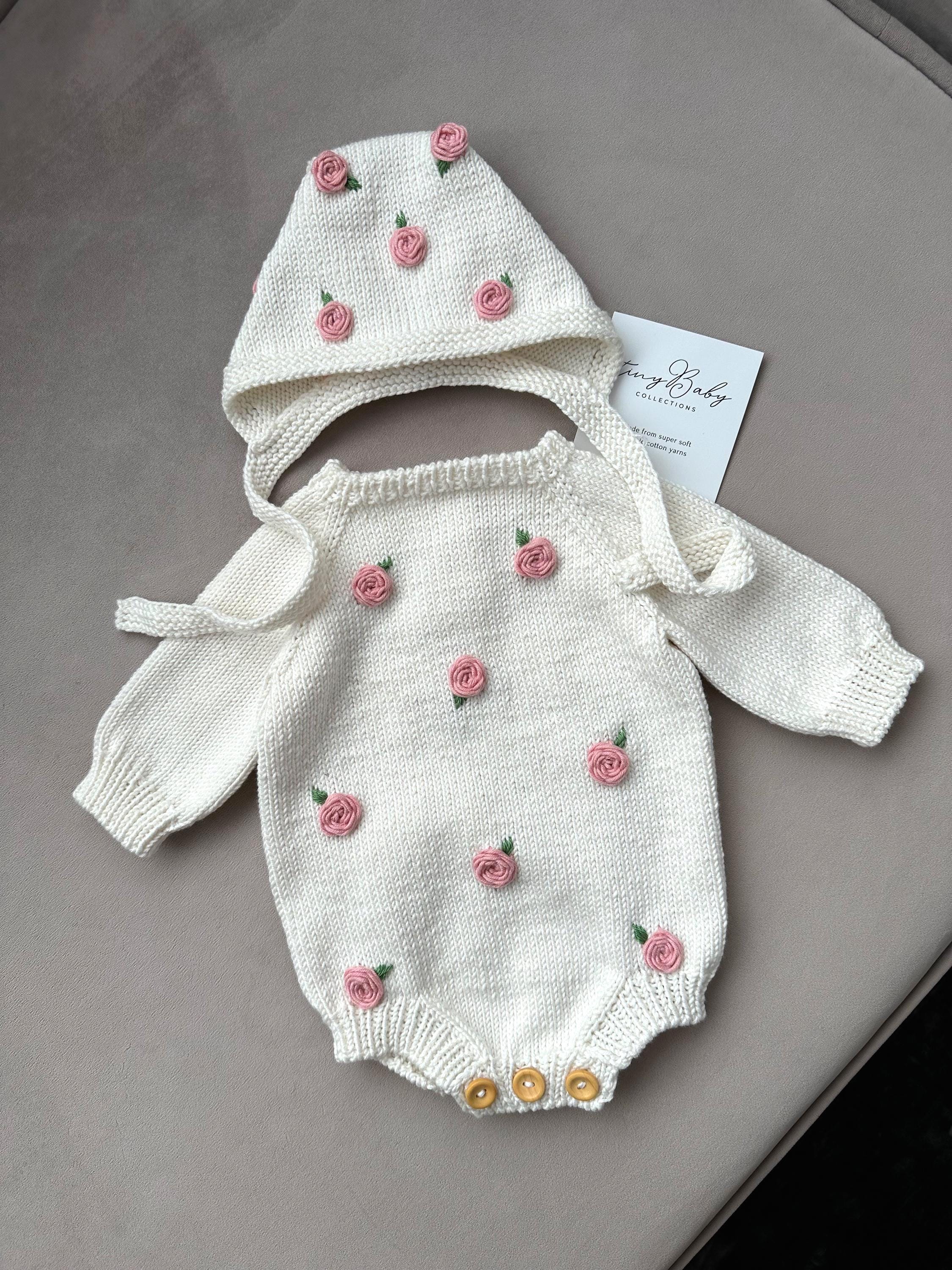 Newborn Girl Coming Home Outfit Set: Organic Cotton Romper, Bonnet & Socks