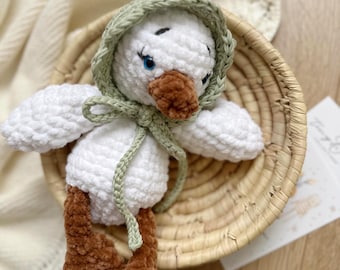 Handmade Goose Plush: Duck Snuggler, Goose Plush, Baby Shower Gift, Baby Room Decor
