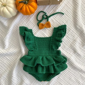 Baby Girl Romper,Baby Girl Romper, Baby Girl Halloween Outfit, Baby Girl Ruffled Romper, Newborn Baby Gift, Halloween Outfit image 7