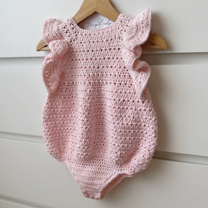 Crochet Baby Romper: Organic Cotton Frilly Outfit