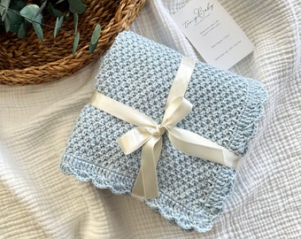 Knit Baby Blanket, Gift for Baby Shower, Christening Blanket, New Baby Gift, Baby Shower Gift