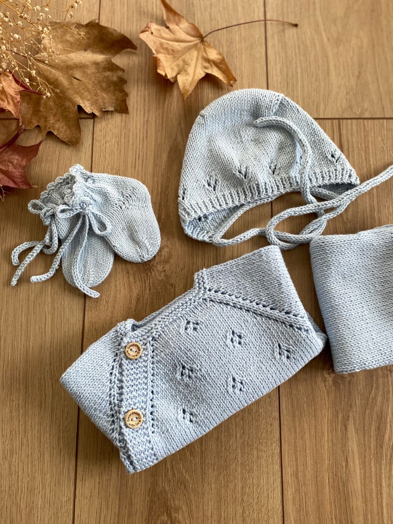 Knit Hoodie Newborn Overall Set main image 0
